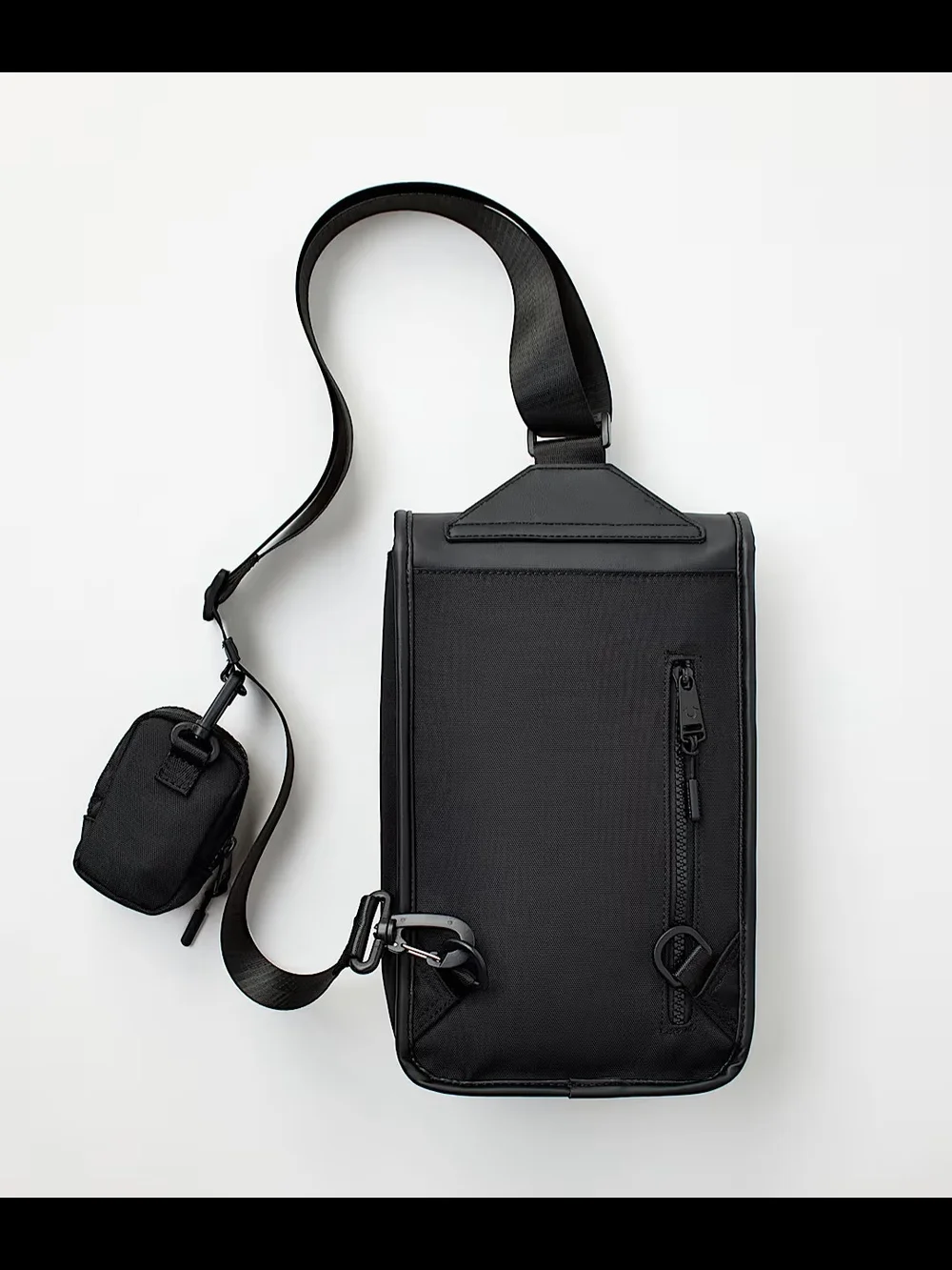 True Religion Black Crossbody Sling Bag with Detachable Pouch